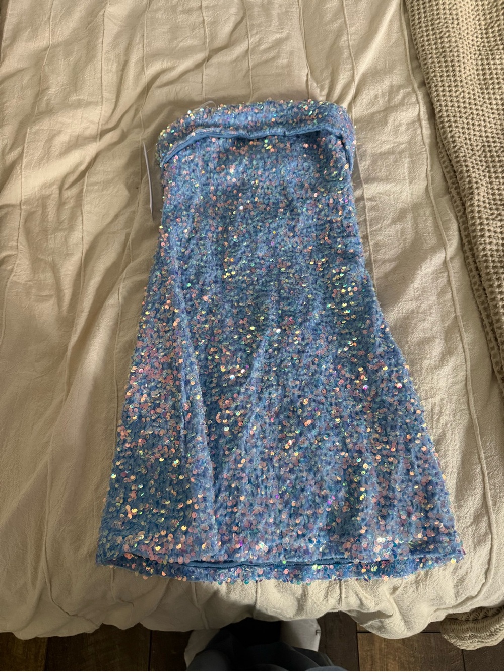 Princess Polly Light Blue Sequin Mini Tube Dress